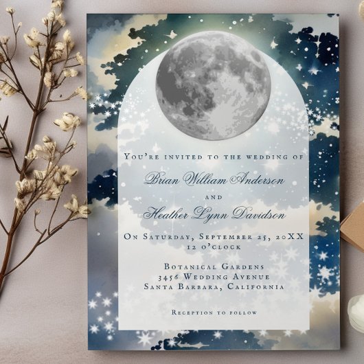 Lunar Night Sky Wedding Kaart