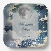 Lunar Night Sky Wedding Papieren Bordje (Voorkant)