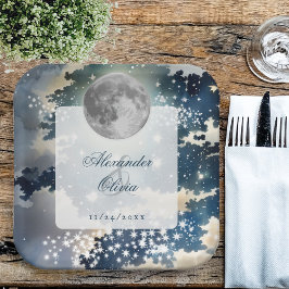 Lunar Night Sky Wedding Papieren Bordje