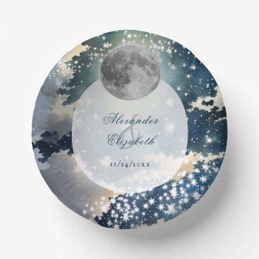 Lunar Night Sky Wedding Papieren Kommen (Voorkant)