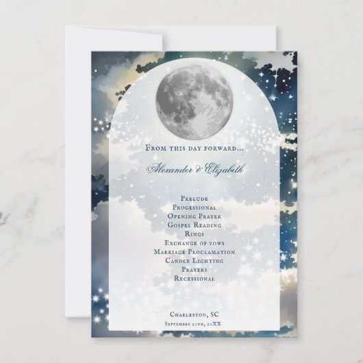 Lunar Night Sky Wedding Programma (Voorkant)