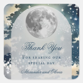 Lunar Night Sky Wedding Vierkante Sticker