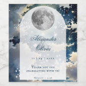 Lunar Night Sky Wedding Wijn Etiket (Enkel label)