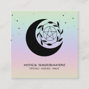*~* Lunar Pentangle Star Moon Magic Boho Rainbow Vierkante Visitekaartje