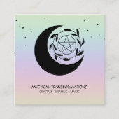 *~* Lunar Pentangle Star Moon Magic Boho Rainbow Vierkante Visitekaartje (Voorkant)