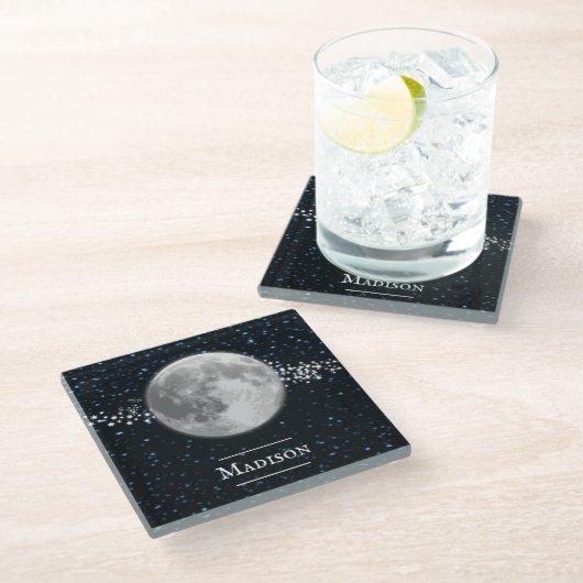 Lunar Personalized Glass Onderzetter (Schuin)
