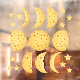 Lunar Phases Cheese Moon & Stars Fairytale Science Raamsticker
