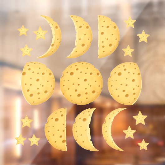 Lunar Phases Cheese Moon & Stars Fairytale Science Raamsticker (Vel 2)
