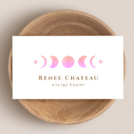 Lunar Pink Ombre Moon Phases Reiki Practitioner Visitekaartje