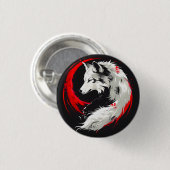 Lunar Red White Wolf Ronde Button 3,2 Cm (Voorkant /achterkant)