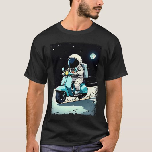 LUNAR SCOOTERIST - Leuke 2D-Cartoon van een astron T-shirt (Voorkant)