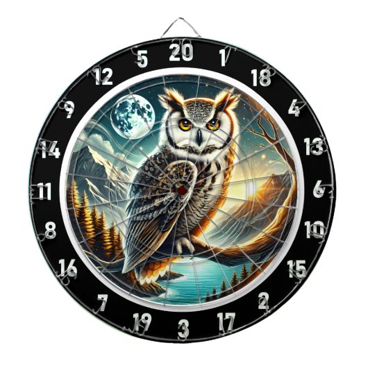 Lunar Sentinel Owl Dartboard Design Dartbord (Voorkant)