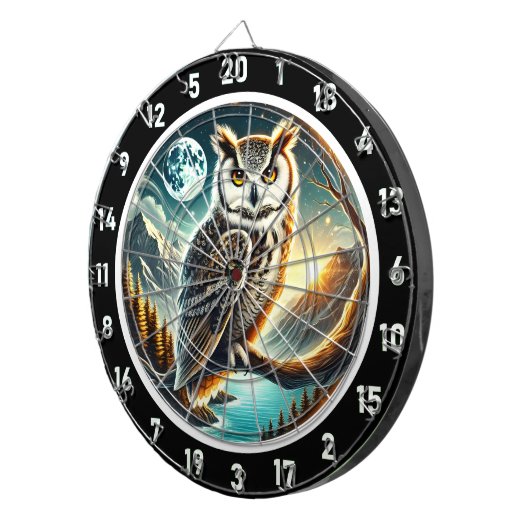 Lunar Sentinel Owl Dartboard Design Dartbord (Voorkant Rechts)