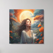 Lunar Serenity: Enchanted Forest Muse Canvas Afdruk (Voorkant)