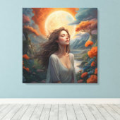 Lunar Serenity: Enchanted Forest Muse Canvas Afdruk (Insitu (Houten vloer))
