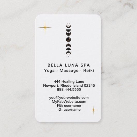 *~* Lunar Shamen . Cosmic Moon Phases Universe Visitekaartje (Achterkant)