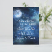 Lunar Sky Full Moon Celestial, geschreven in sterr Save The Date (Staand voorkant)