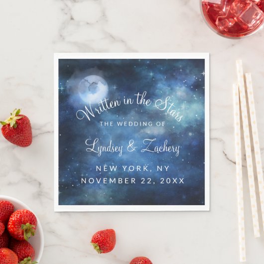 Lunar Sky Full Moon Celestial Wedding Monogram Servet (Insitu)