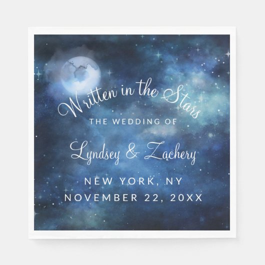 Lunar Sky Full Moon Celestial Wedding Monogram Servet (Voorkant)