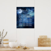 Lunar Sky Full Moon Wedding Table Seating Chart Poster (Keuken)