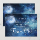 Lunar Sky Moon Be My Flower Girl Aanzoekkaart (Voorkant / Achterkant)