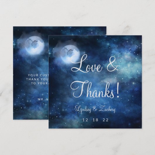 Lunar Sky Volle Maan Bruiloft Liefde en Bedankt Vi (Voorkant / Achterkant)