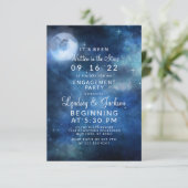 Lunar Sky Volle Maan Celestial Engagement Party Kaart (Staand voorkant)