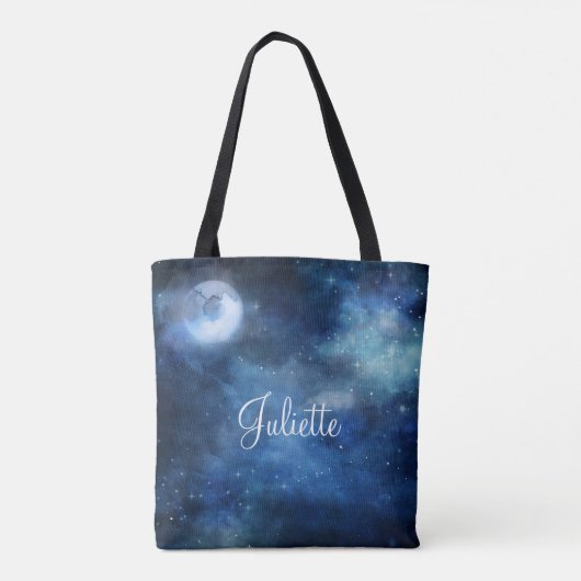Lunar Sky Volle Maan Celestial Galaxy Bruidsmeisje Tote Bag (Achterkant)