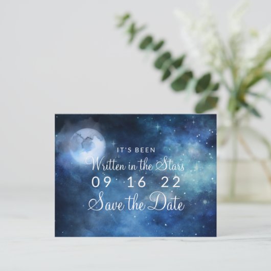 Lunar Sky Volle Maan Celestial Galaxy Save the Dat Aankondigingskaart (Staand voorkant)