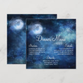 Lunar Sky Volle Maan Celestial Galaxy Square Dinne Menu (Voorkant / Achterkant)