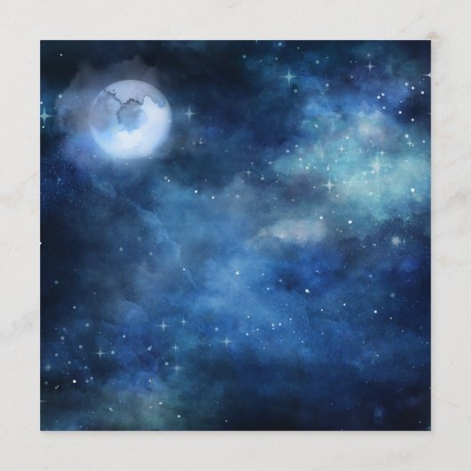 Lunar Sky Volle Maan Celestial Galaxy Square Dinne Menu (Achterkant)