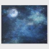 Lunar Sky Volle Maan Celestial Galaxy Sterren Brui Cadeaupapier (Vlak)