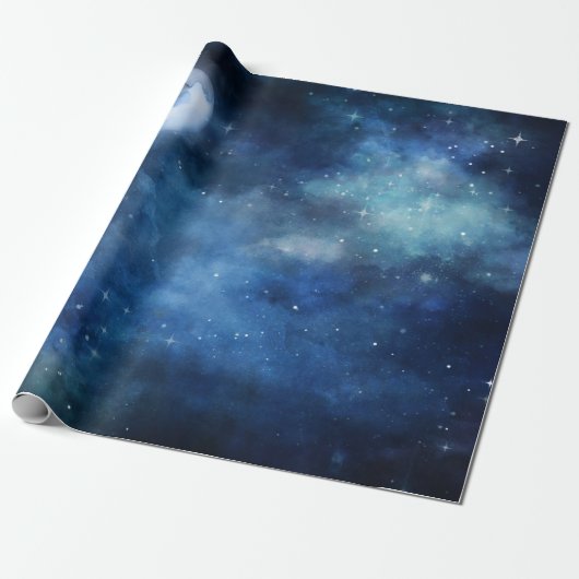 Lunar Sky Volle Maan Celestial Galaxy Sterren Brui Cadeaupapier (Uitgerold)