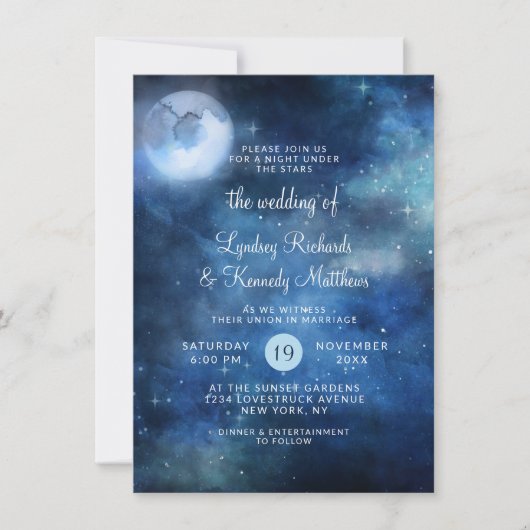 Lunar Sky Volle Maan Celestial Galaxy Sterren Brui Kaart (Voorkant)