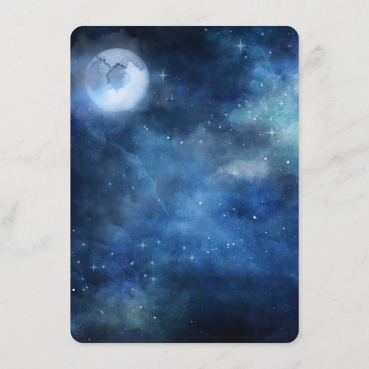 Lunar Sky Volle Maan Celestial Galaxy Sterren Dine Menu (Achterkant)