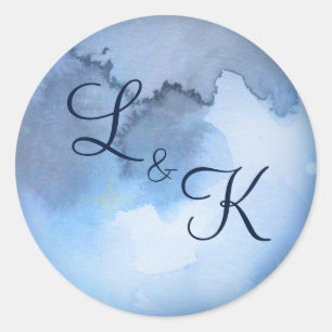 Lunar Sky Volle Maan Celestial Monogram Bruiloft Ronde Sticker