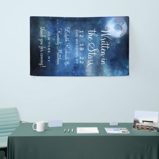 Lunar Sky Volle Maan Celestial Star Bruiloft Welko Spandoek (Beurs)