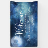 Lunar Sky Volle Maan Celestial Star Bruiloft Welko Spandoek (Verticaal)