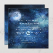 Lunar Sky Volle Maan Celestial Sterren Trouwplein Kaart (Voorkant / Achterkant)