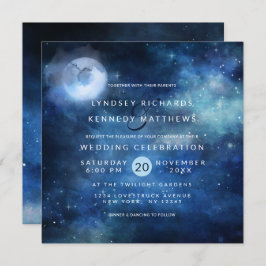 Lunar Sky Volle Maan Celestial Sterren Trouwplein Kaart