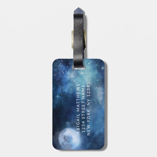 Lunar Sky Volle Maan Custom Huwelijksreis Mrs Bagagelabel (Achterkant verticaal)