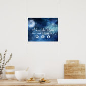 Lunar Sky Volle Maan Deel de Liefde Trouwbord Poster (Keuken)