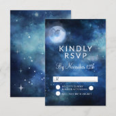 Lunar Sky Volle Maan Hemelse Bruiloft RSVP Antwoor Kaartje (Voorkant / Achterkant)