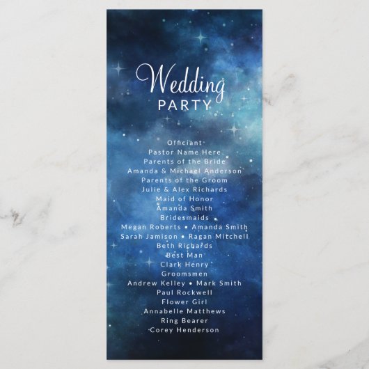 Lunar Sky Volle Maan Hemelse Huwelijksceremonie Programmakaart (Achterkant)