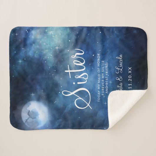 Lunar Sky Volle Maan naar de Zuster Heartfelt Quot Sherpa Deken (Voorkant (horizontaal))