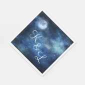 Lunar Sky Volle Maan Sterren Bruiloft Monogram Din Servet (Hoek)