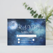 Lunar Sky Volle Maan Sterren Bruiloft RSVP Reactie (Staand voorkant)