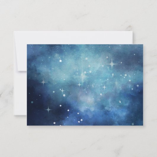 Lunar Sky Volle Maan Sterren Bruiloft RSVP Reactie (Achterkant)