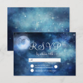 Lunar Sky Volle Maan Sterren Bruiloft RSVP Reactie Kaartje (Voorkant / Achterkant)
