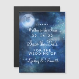 Lunar Sky Volle Maan Sterren Bruiloft Save the Dat Magnetische Uitnodiging